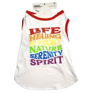 Sonoma Spiritual Pride Large Dog Tank Top Red and White Rainbow Text